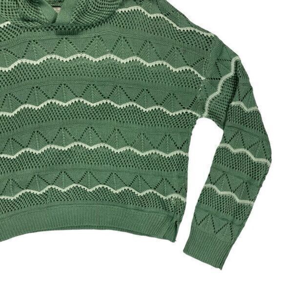 Ultra Flirt Beach Hoodie Women Sz Large Green Long Sleeve Open Knit Pull Over - Picture 4 of 14